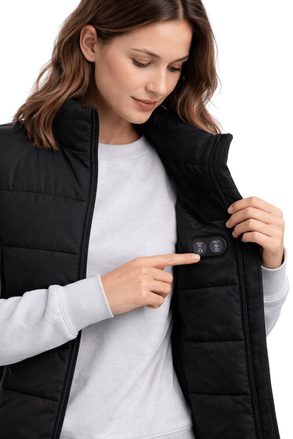 Gilet Imbottito Riscaldato da Donna Nero – Dual Heating