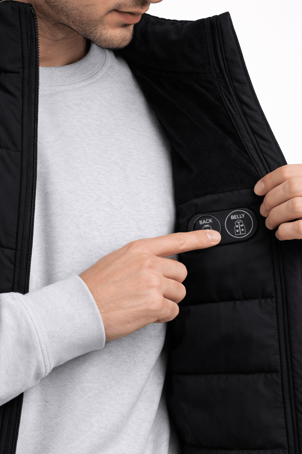 Gilet Imbottito Riscaldato da Uomo Nero – Dual Heating