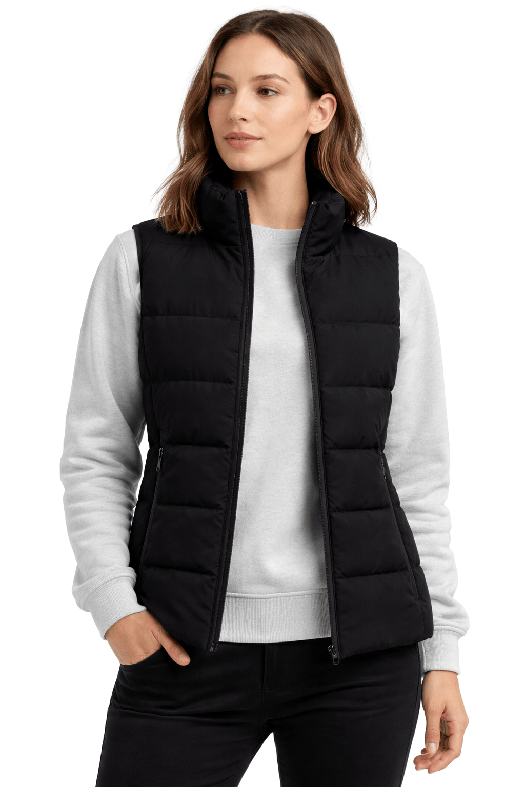 Gilet Imbottito Riscaldato da Donna Nero – Dual Heating